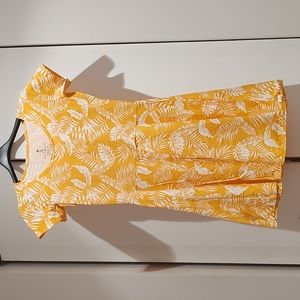 Leaf print white and yellow cotton dress - brand NEW, without tag